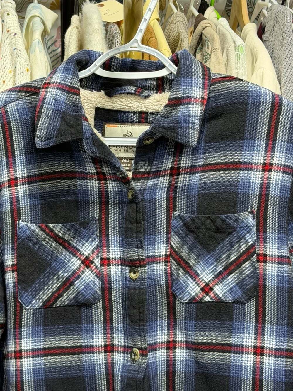 Legendary Whitetails Sherpa Lined Flannel Shirt Size M Blue Plaid - Picture 6 of 12